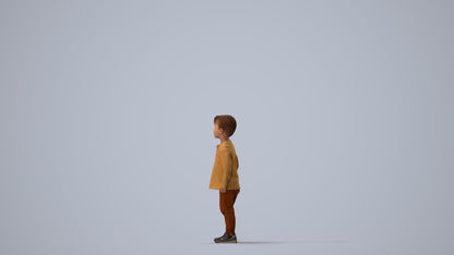 scanned 3D boy casual kids, photogrammetry people for Enscape and V-Ray, three-quarter view render