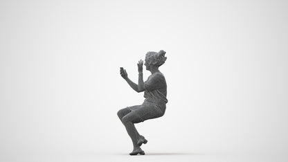 3D scanned woman sitting casual, photorealistic archviz people for Enscape and SketchUp, square thumbnail