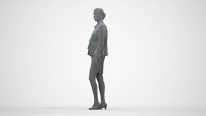 realistic 3D people woman business, render-ready for V-Ray and Corona, FBX OBJ, wireframe back view