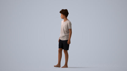 realistic 3D boy casual kids, scanned archviz people for Blender and 3ds Max, three-quarter view render