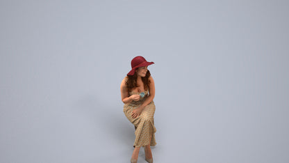 realistic 3D people woman casual sitting, render-ready for V-Ray and Corona, FBX OBJ, back view render