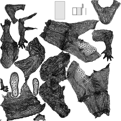 3D people model woman casual sitting, scanned human for 3ds Max rendering, wireframe top-down view