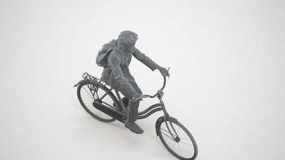 photogrammetry 3D man formal cycling, realistic human model archviz FBX, wireframe three-quarter view