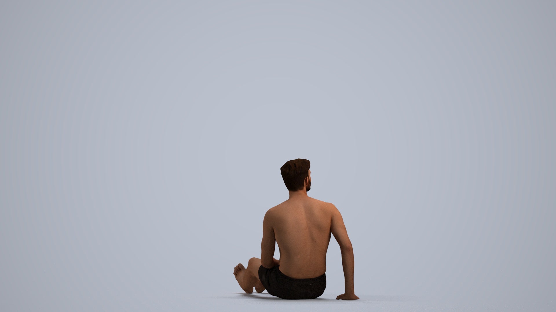 3D people model man pool, scanned human for 3ds Max rendering, front view render