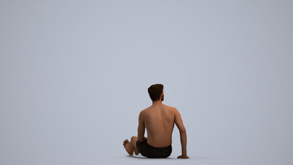 3D people model man pool, scanned human for 3ds Max rendering, front view render