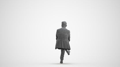 3D people model man business sitting, scanned human for 3ds Max rendering, wireframe front view