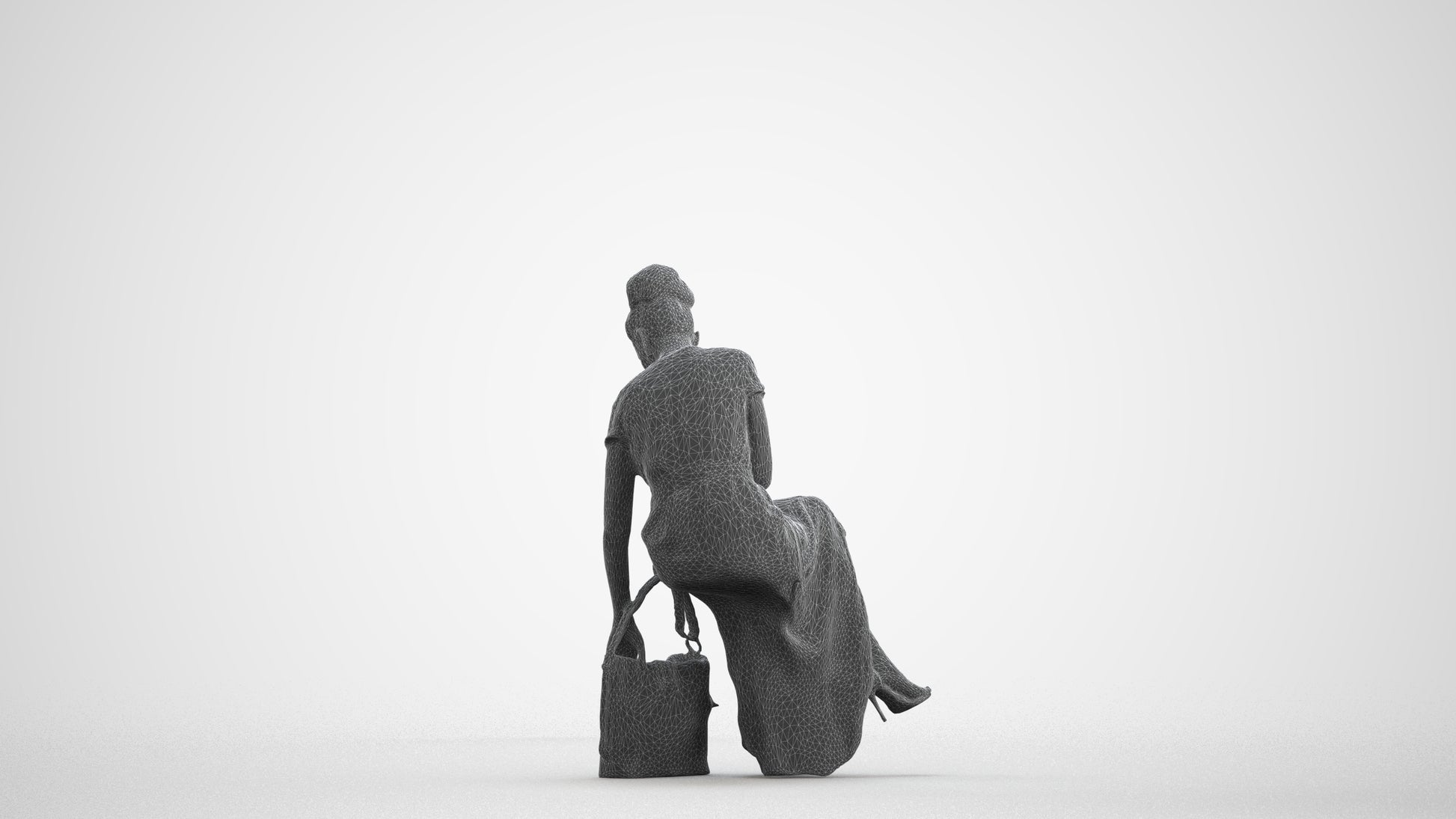 scanned 3D woman formal formalaffairs, photogrammetry people for Enscape and V-Ray, wireframe front view