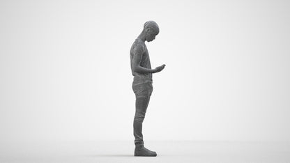 3D people model boy casual kids, scanned human for 3ds Max rendering, wireframe side view