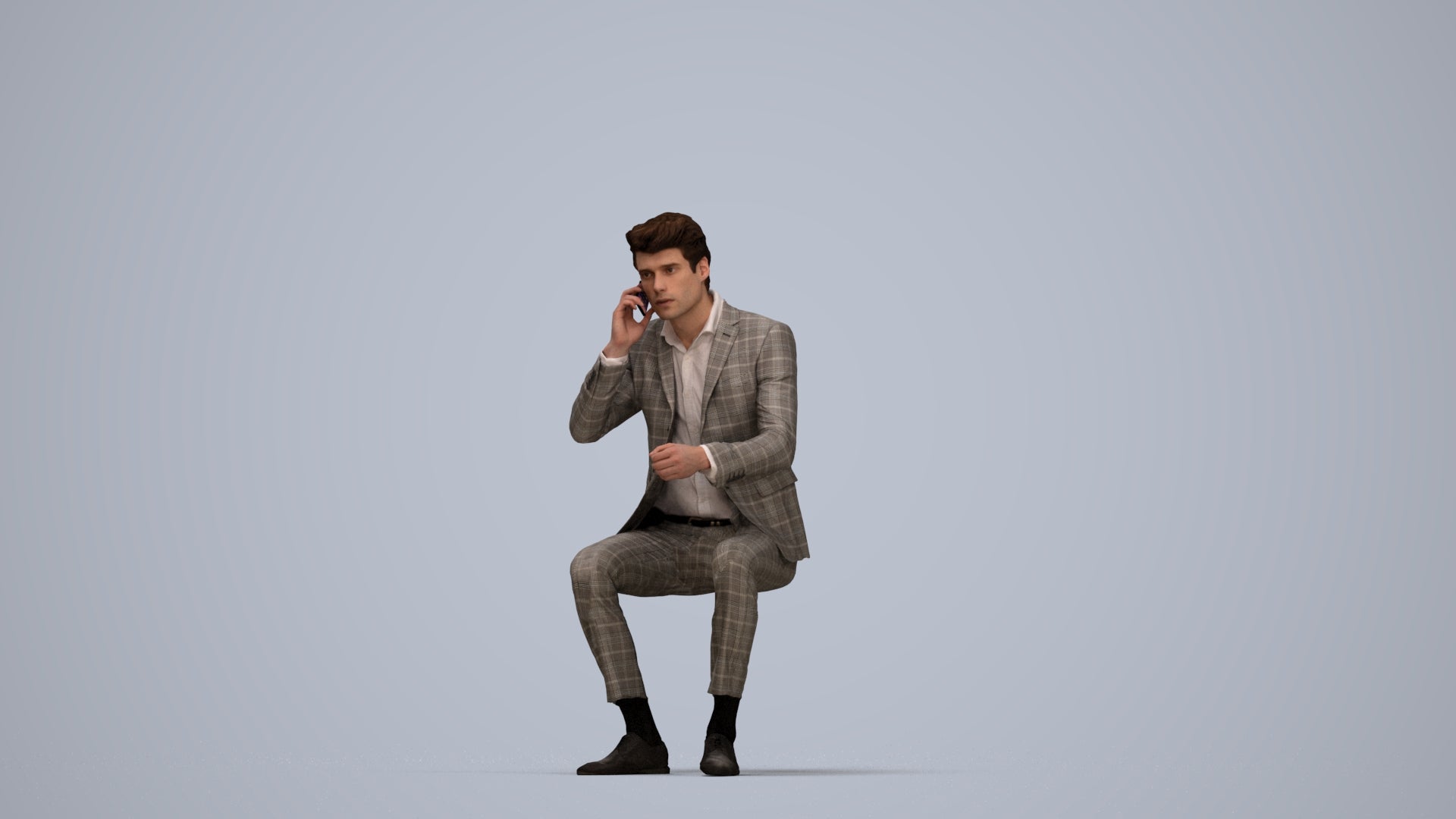 realistic 3D man business, scanned archviz people for Blender and 3ds Max, top-down view render