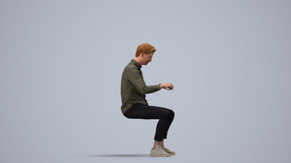 realistic 3D human man casual business, archviz people FBX OBJ for Blender, side view render
