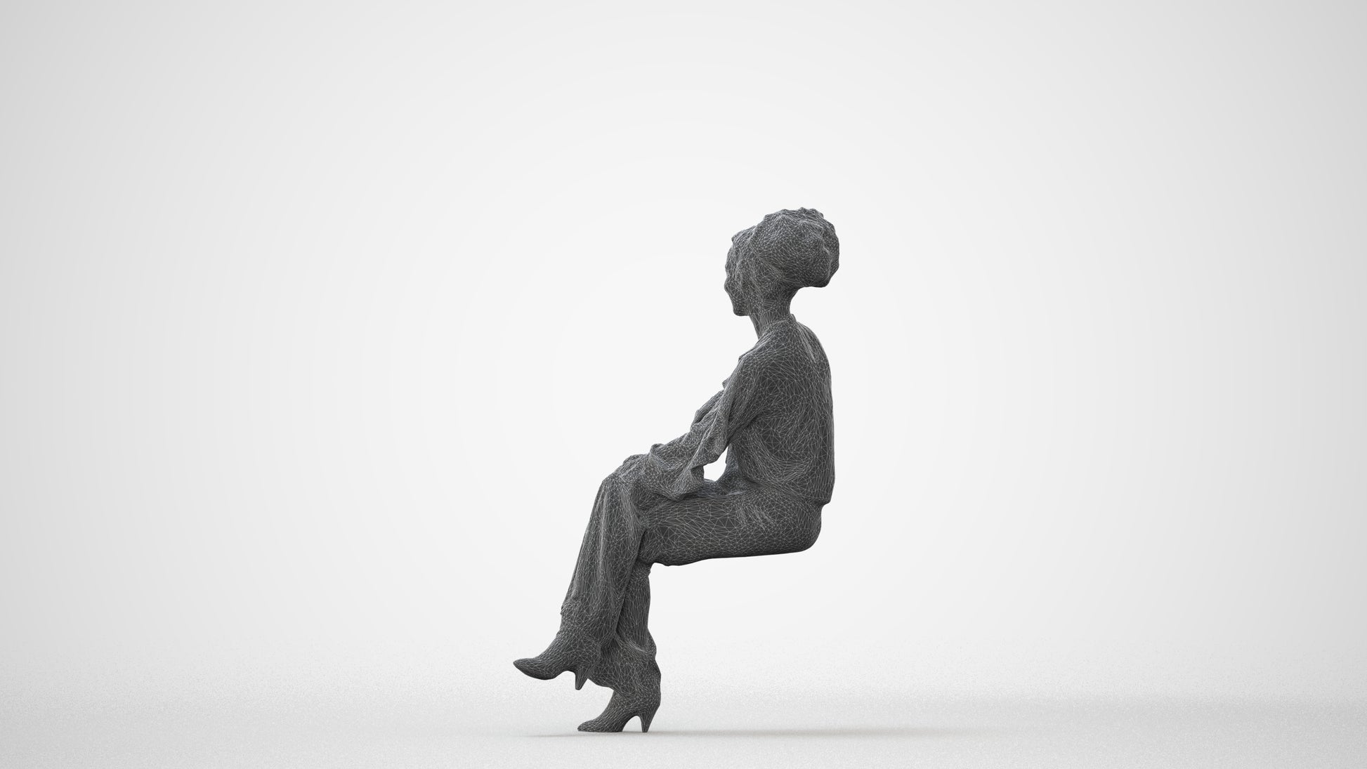 realistic 3D people woman casual sitting, render-ready for V-Ray and Corona, FBX OBJ, square thumbnail