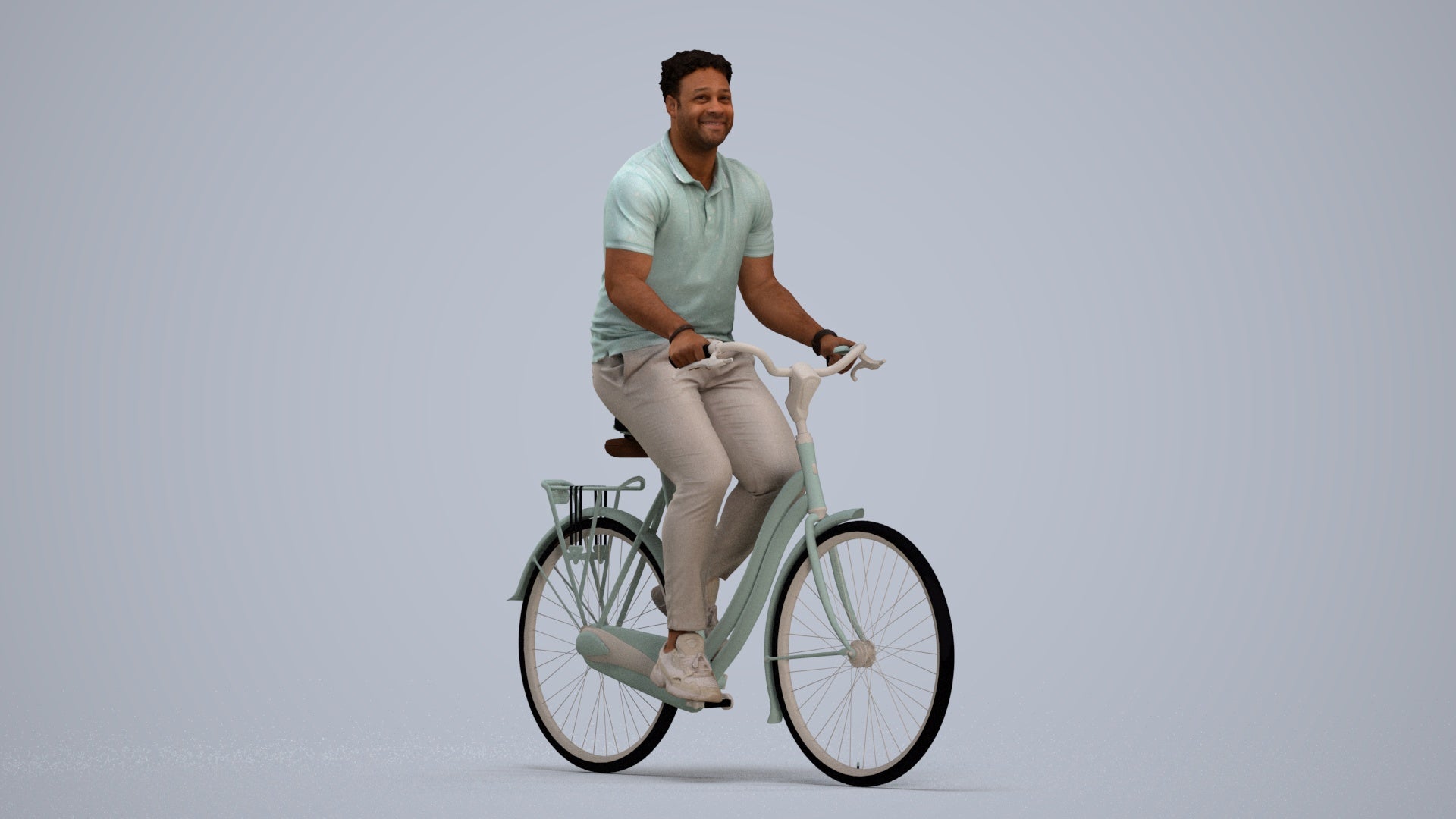 scanned 3D man casual cycling, photogrammetry people for Enscape and V-Ray, standing pose render