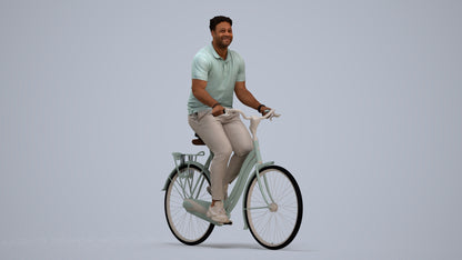 scanned 3D man casual cycling, photogrammetry people for Enscape and V-Ray, standing pose render