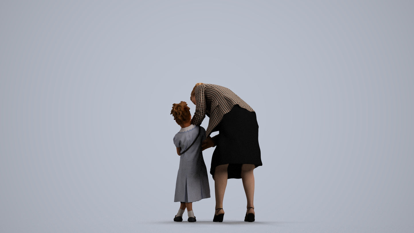 3D human model girl casual kids, photogrammetry scanned person for archviz, front view render