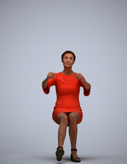3D people model senior woman business sitting, scanned human for 3ds Max rendering