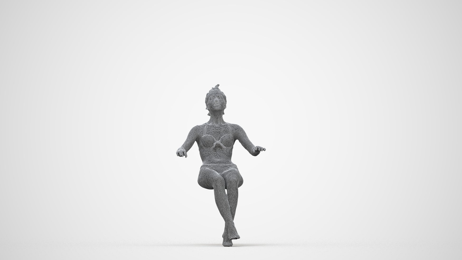 realistic 3D woman pool, scanned archviz people for Blender and 3ds Max, wireframe back view