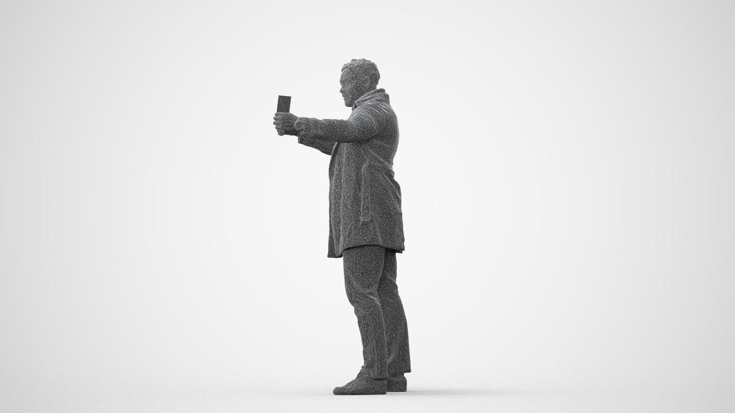 scanned 3D man casual standing, photogrammetry people for Enscape and V-Ray, square thumbnail