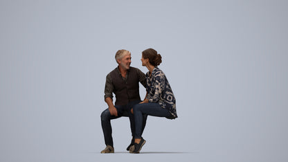 realistic 3D human woman casual couple, archviz people FBX OBJ for Blender, top-down view render