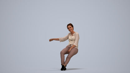 realistic 3D woman casual sitting, scanned archviz people for Blender and 3ds Max, standing pose render