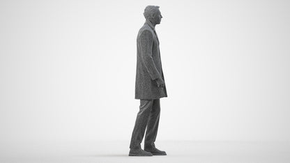 3D scanned man business, photorealistic archviz people for Enscape and SketchUp, wireframe side view