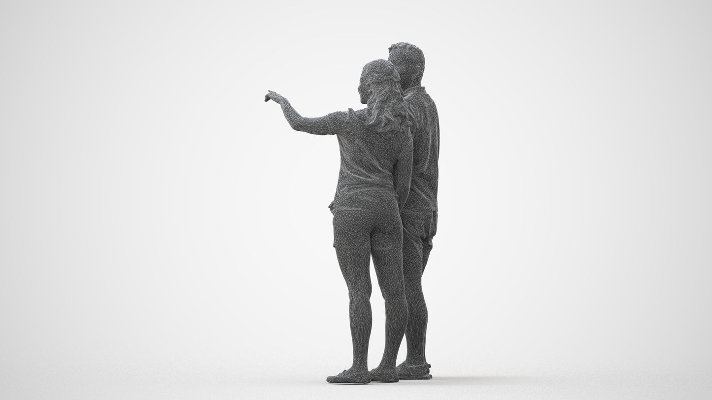 3D scanned woman couple casual, photorealistic archviz people for Enscape and SketchUp, square thumbnail