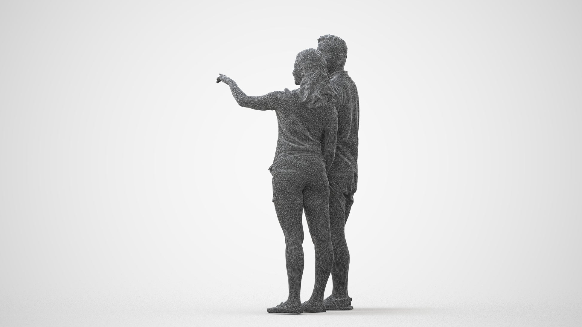 3D scanned woman couple casual, photorealistic archviz people for Enscape and SketchUp, square thumbnail