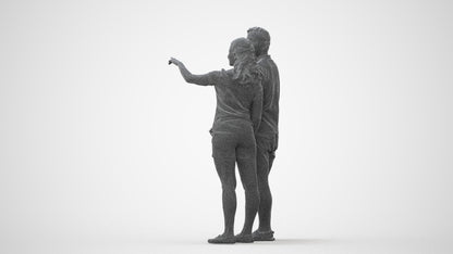 3D scanned woman couple casual, photorealistic archviz people for Enscape and SketchUp, square thumbnail