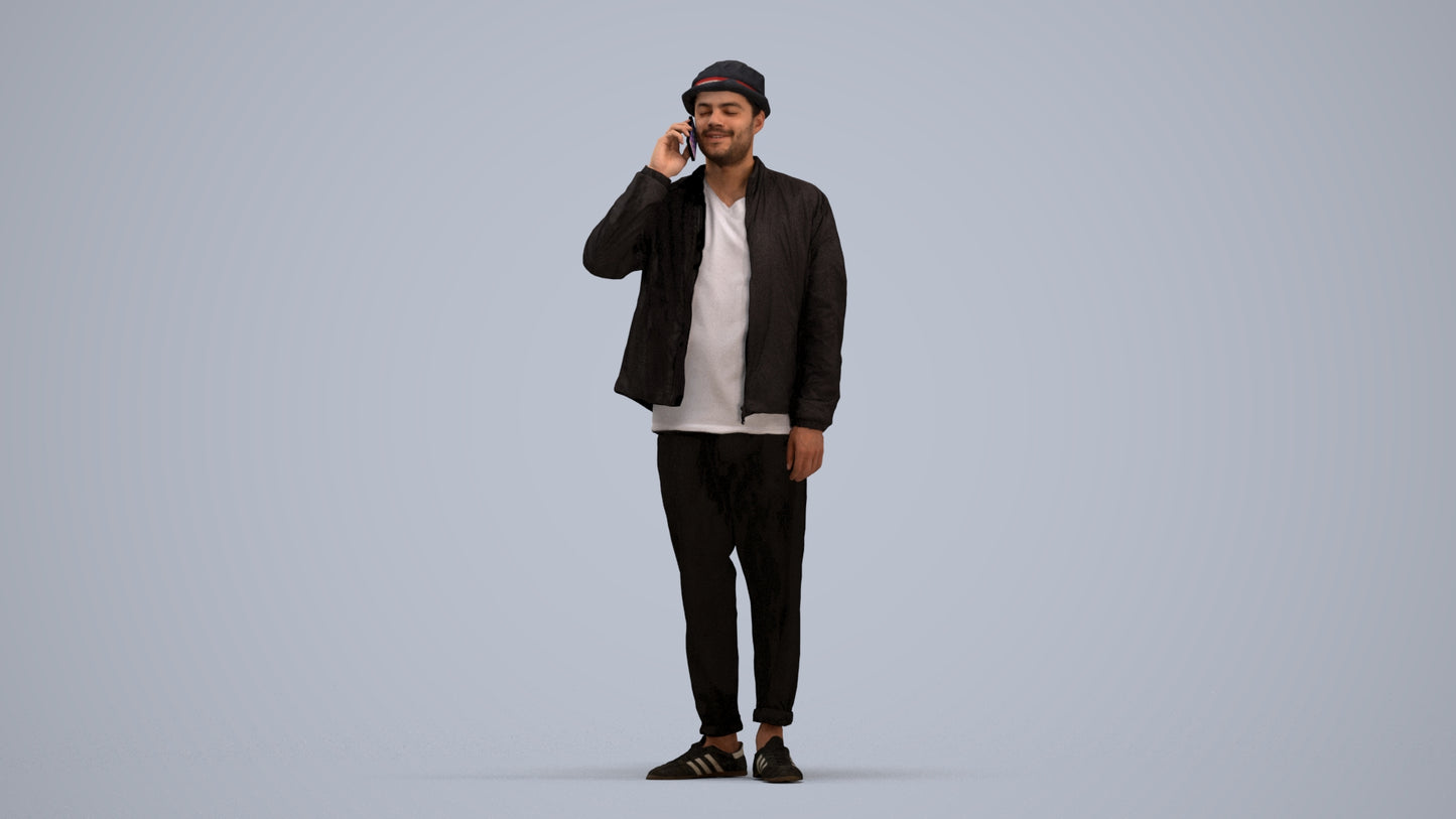 realistic 3D people man casual standing, render-ready for V-Ray and Corona, FBX OBJ, standing pose render