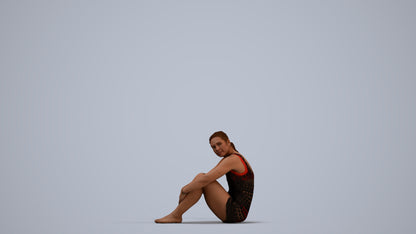 photogrammetry 3D woman sport pool, realistic human model archviz FBX, standing pose render