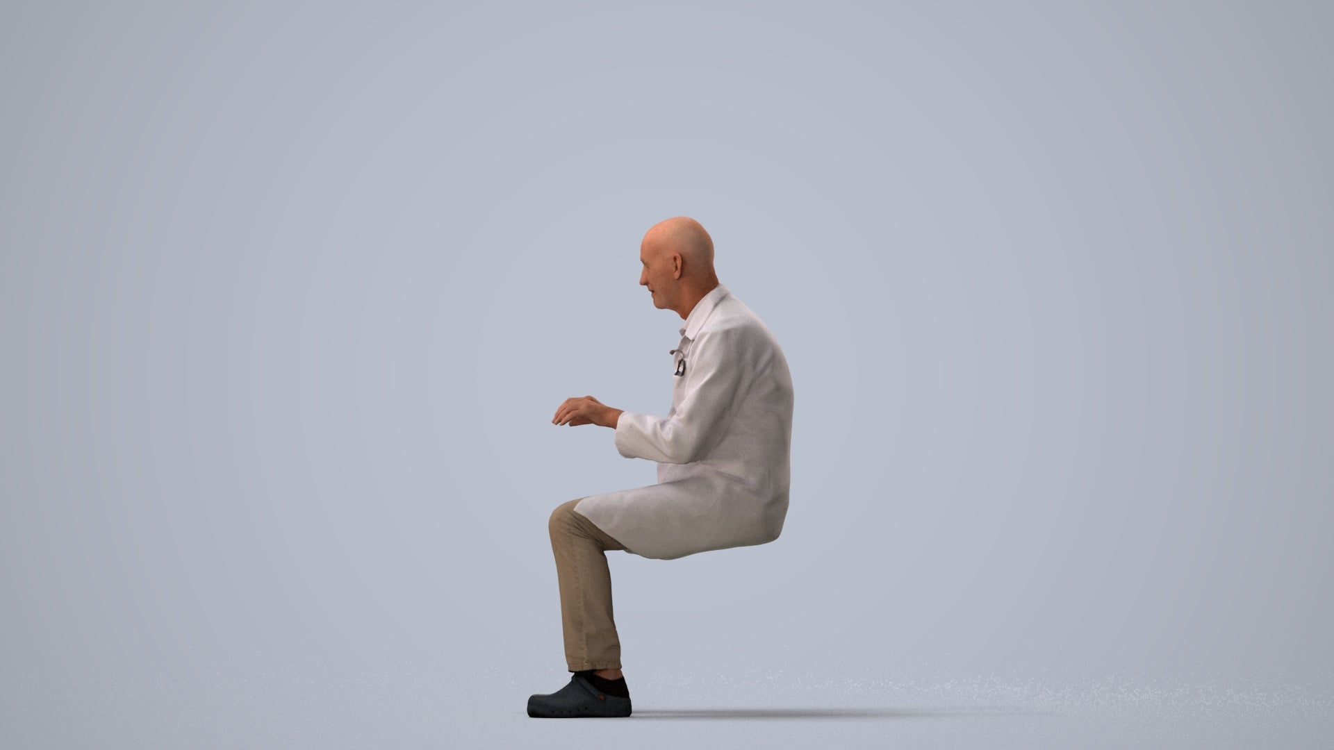 scanned 3D senior man medical, photogrammetry people for Enscape and V-Ray, three-quarter view render