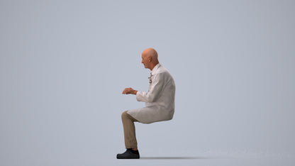 scanned 3D senior man medical, photogrammetry people for Enscape and V-Ray, three-quarter view render