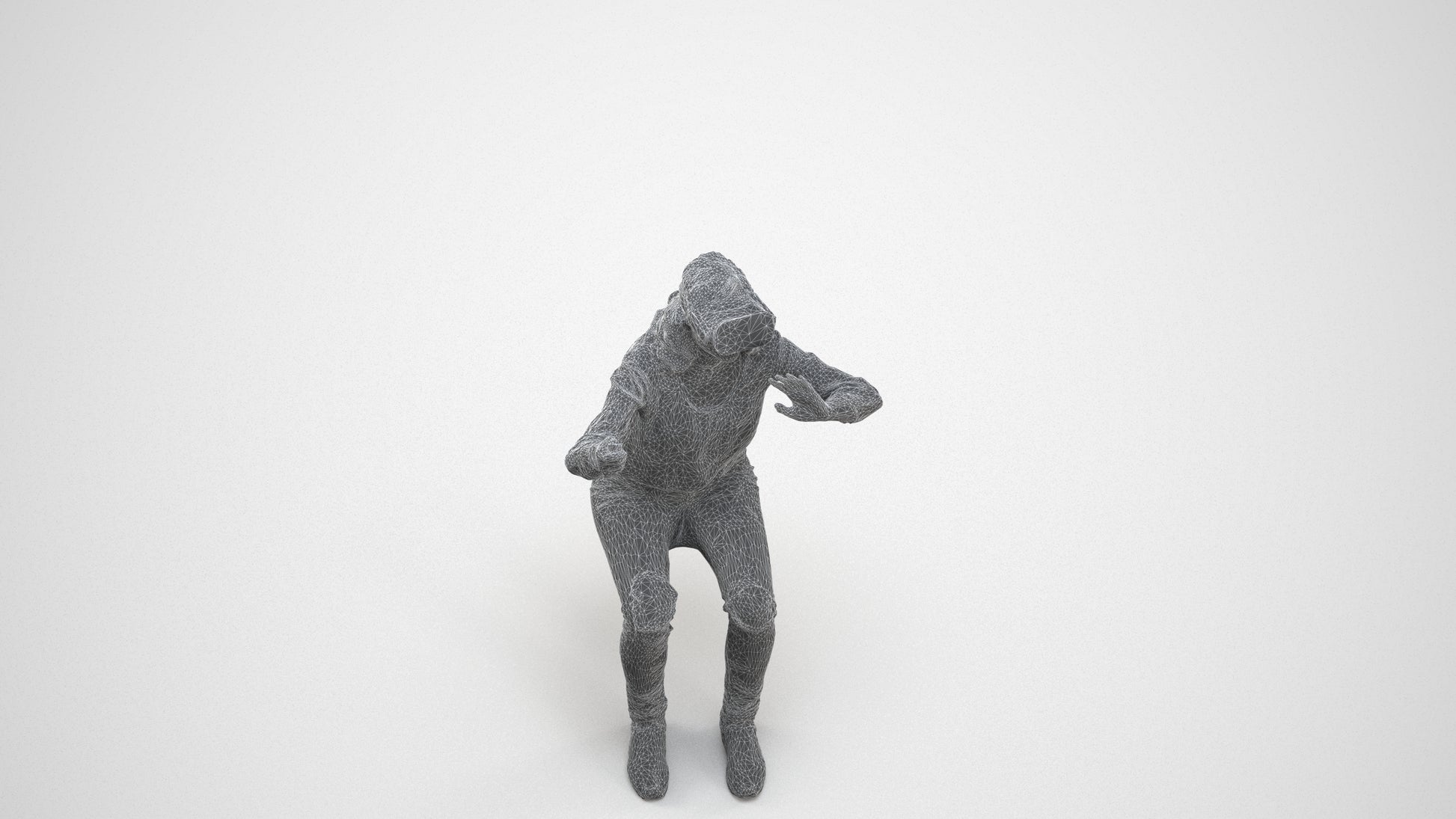 scanned 3D woman casual sitting, photogrammetry people for Enscape and V-Ray, wireframe three-quarter view