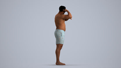 realistic 3D human man pool, archviz people FBX OBJ for Blender, front view render