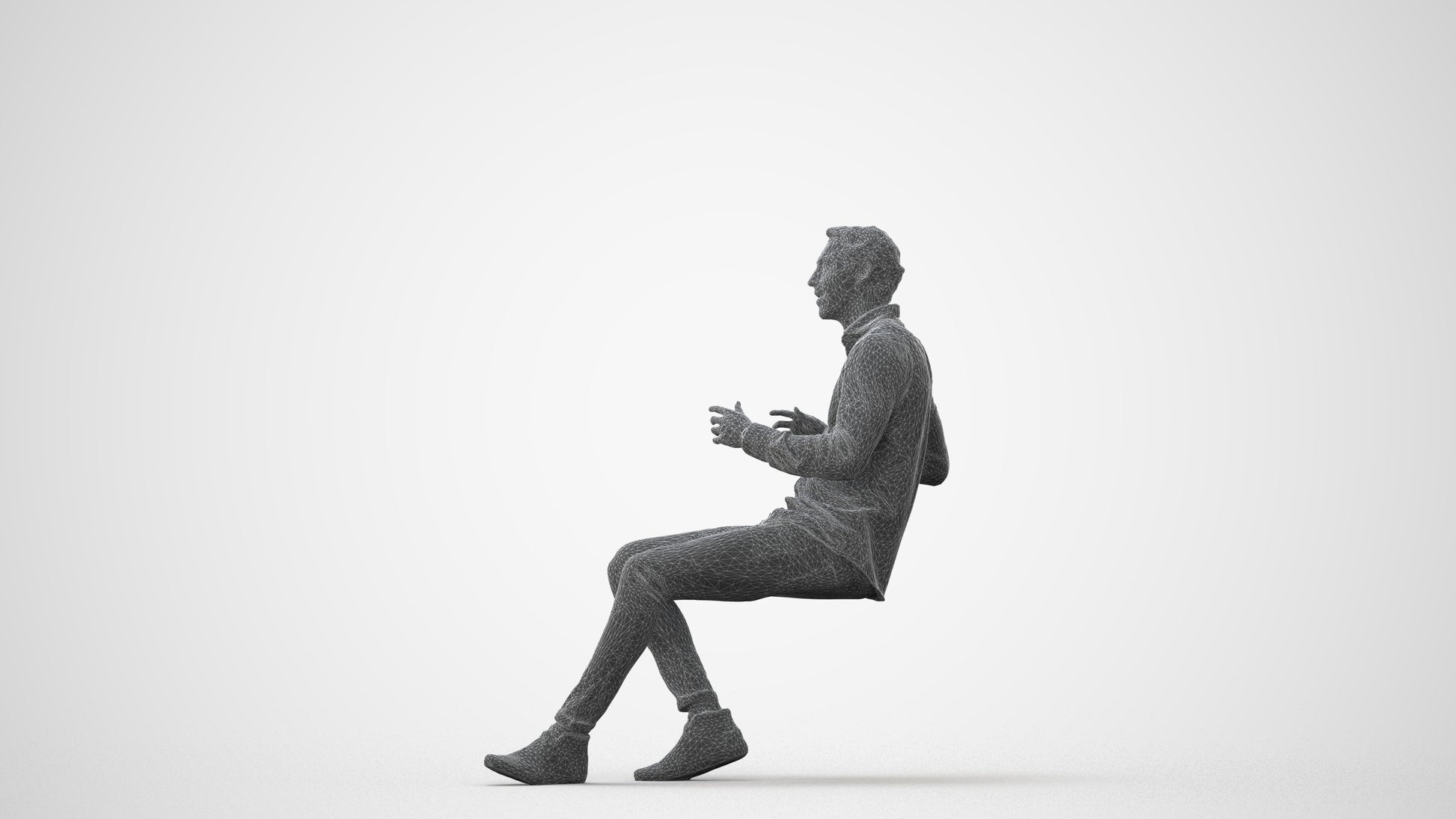 realistic 3D human man casual sitting, archviz people FBX OBJ for Blender, square thumbnail