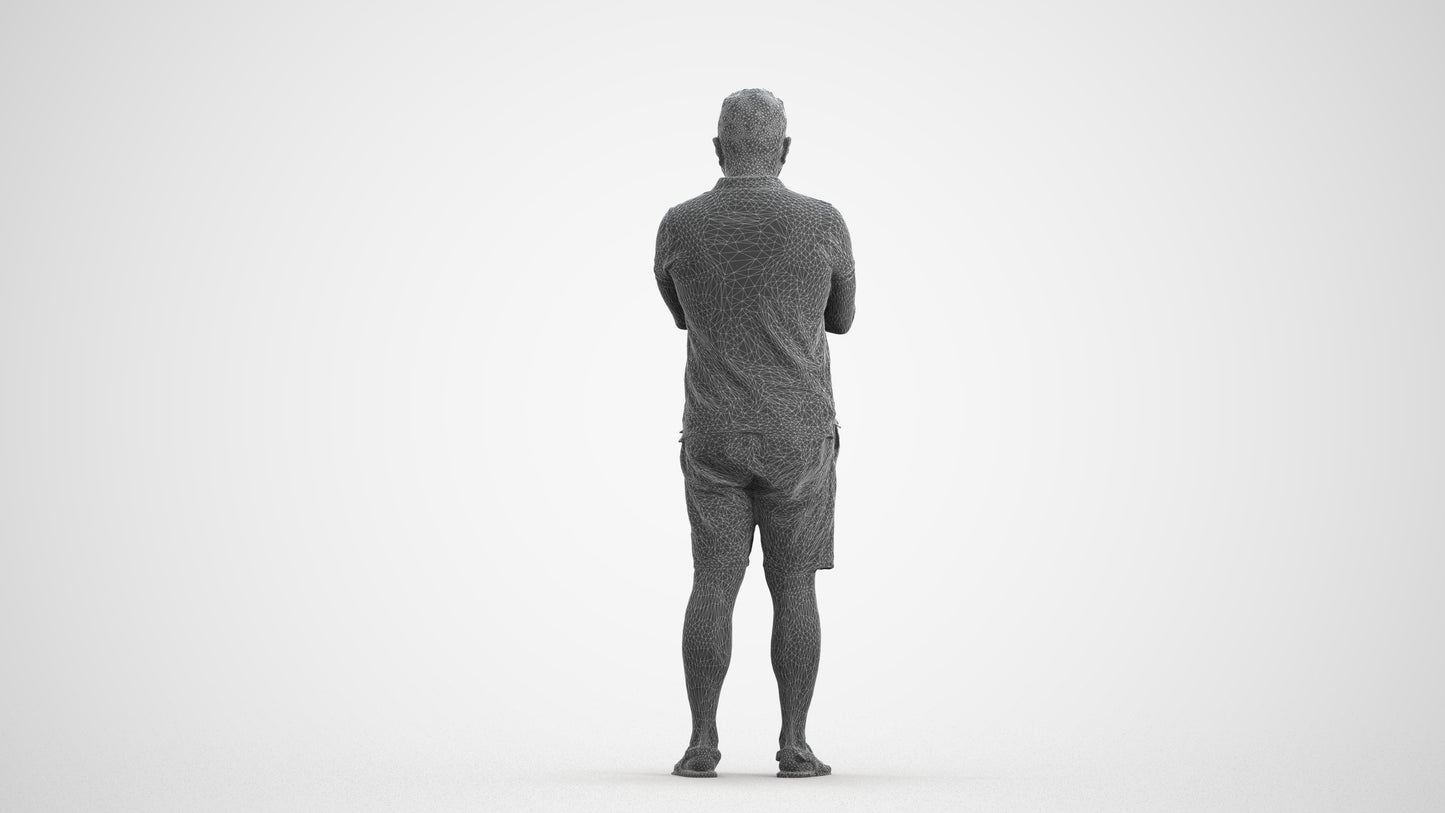 realistic 3D human man casual standing, archviz people FBX OBJ for Blender, wireframe front view