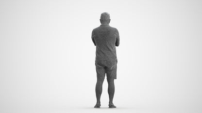 realistic 3D human man casual standing, archviz people FBX OBJ for Blender, wireframe front view
