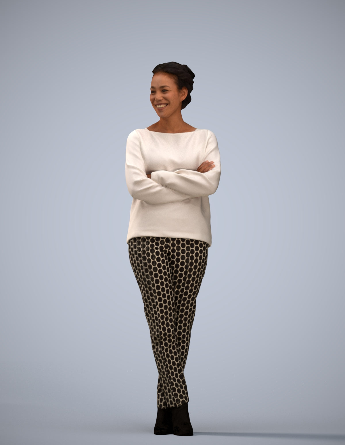3D people model woman casual standing, scanned human for 3ds Max rendering