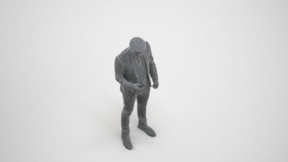 realistic 3D human man business, archviz people FBX OBJ for Blender, wireframe three-quarter view