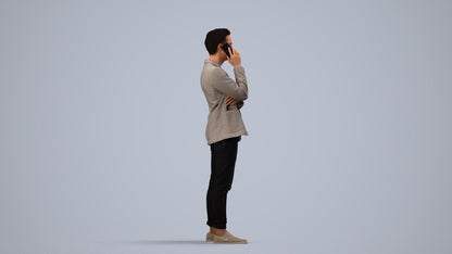 photogrammetry 3D man business standing, realistic human model archviz FBX, side view render