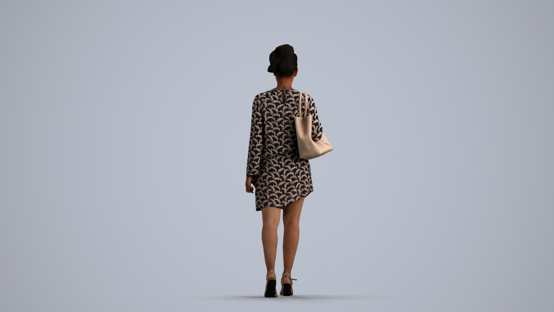 scanned 3D woman casual walking, photogrammetry people for Enscape and V-Ray, front view render