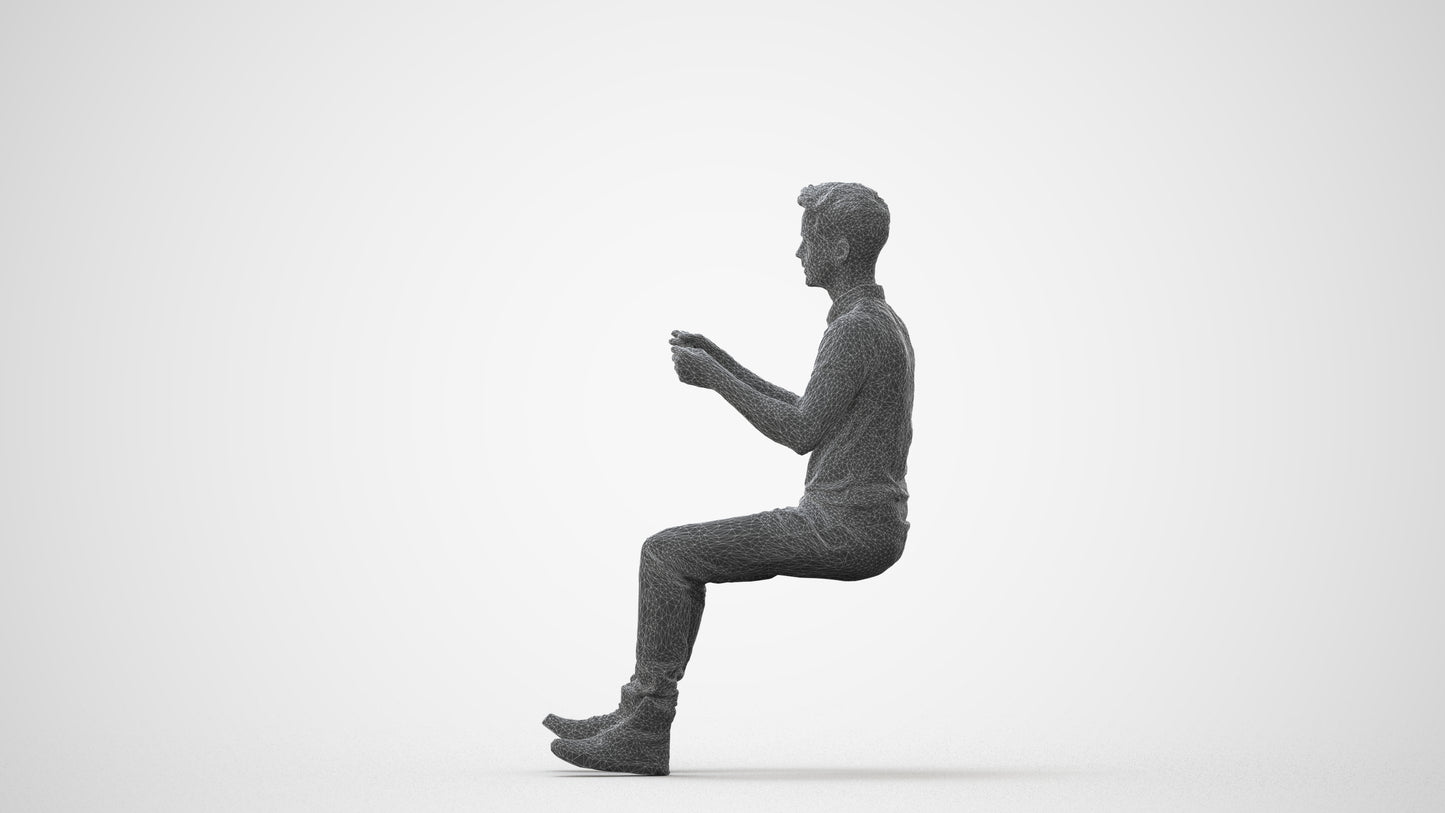 realistic 3D human man casual driving, archviz people FBX OBJ for Blender, square thumbnail