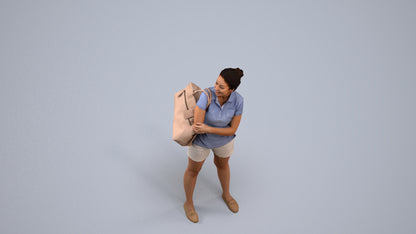 3D people model woman casual standing, scanned human for 3ds Max rendering, back view render