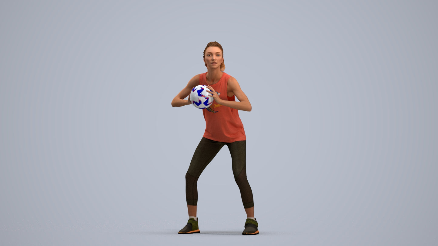 3D people model woman sport, scanned human for 3ds Max rendering, standing pose render