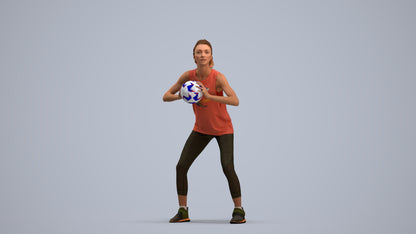 3D people model woman sport, scanned human for 3ds Max rendering, standing pose render