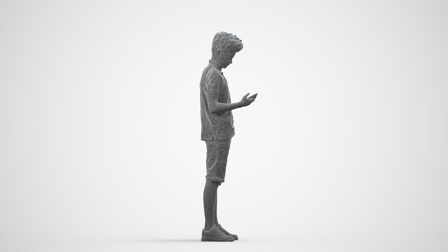 realistic 3D human boy casual kids, archviz people FBX OBJ for Blender, wireframe side view