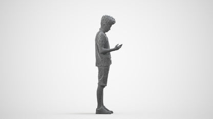 realistic 3D human boy casual kids, archviz people FBX OBJ for Blender, wireframe side view