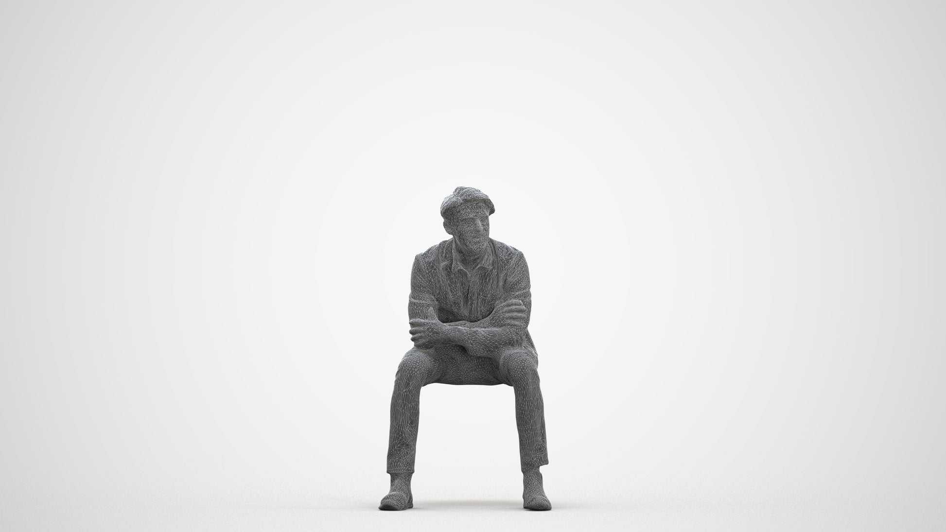 3D human model man business, photogrammetry scanned person for archviz, three-quarter front view render
