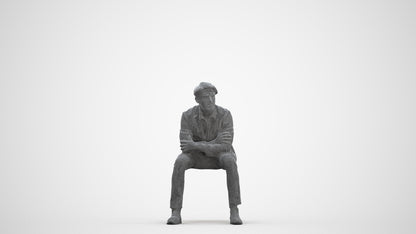 3D human model man business, photogrammetry scanned person for archviz, three-quarter front view render