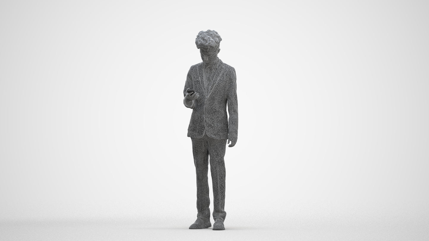 3D human model boy kids, photogrammetry scanned person for archviz, three-quarter front view render