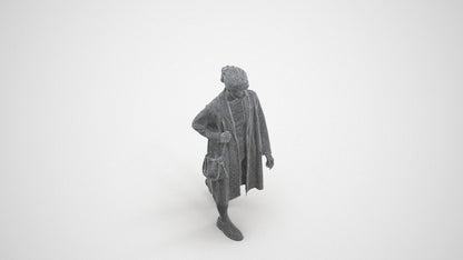 3D people model woman casual walking, scanned human for 3ds Max rendering, wireframe three-quarter view